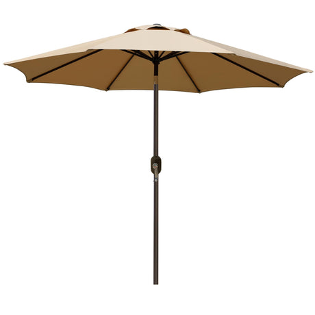 Blissun 9' Outdoor Patio Umbrella, Outdoor Table Umbrella, Yard Umbrella, Market Umbrella with 8 Sturdy Ribs, Push Button Tilt and Crank (Tan) Blissun