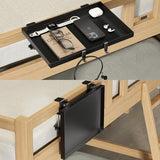 Magheo Bedside Shelf Foldable, Metal Clip-On Bunk Bed Table Shelf for Top Bunk Heavy Duty Bed Side Table Tray for College Dorm Room Essentials, Loft Nightstand Organizer Tray with 1 Cord Hole(Black) Magheo