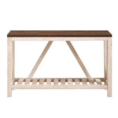 Walker Edison Modern Farmhouse Accent Entryway Table Entry Table Living Room End Table, 52 Inch, Dark Walnut and White Oak - WoodArtSupply