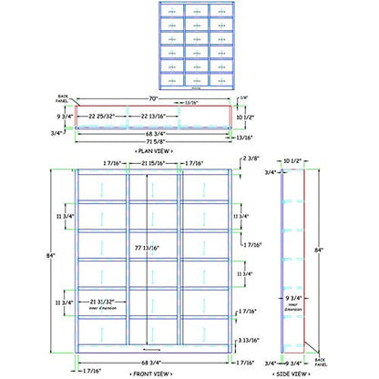 Pemberly Row 84" Tall Triple Wide Cherry Wood Bookcase with 18 Shelves - WoodArtSupply