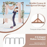 S AFSTAR 7.2FT Square Wedding Arch Frame Wooden, Balloon Floral Arch Stand W/Triangular-Shaped Base, 4 U-shaped Stakes, Indoor Outdoor Wood Arbor Backdrop Stand for Wedding Ceremony Party S AFSTAR