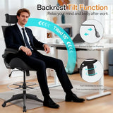 BOLISS Drafting Office Chair 400lbs High Back Wide Standing Desk Chair Comfortable with Flip up Armrests Lumbar Support Adjustable Big Footrest Ring(Black) BOLISS