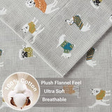 True North by Sleep Philosophy Cozy Flannel Warm 100% Cotton Sheet - Novelty Print Animals Stars Cute Ultra Soft Cold Weather Bedding Set, Full, Grey Dogs 4 Piece Sleep Philosophy