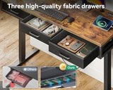 AODK Electric Standing Desk with Drawers, 55 Inch Height Adjustable Desk with Power Outlets, Sit Stand Table, Writing Computer Desk for Home, Office, Workstation, Rustic Brown AODK