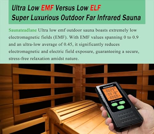 LTCCDSS Ultra-Low EMF Outdoor Mahogany Sauna 4 Person Far Infrared Sauna for Home EMF Average 0.5 mG, Withstand Outdoor Temp -10℉-149℉ Chromotherapy, Bluetooth Speaker LTCCDSS