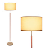 HonoDing Mid-Century Modern Floor Lamp, Walnut Wood Finish, Drum Shade, Living Room Décor (64in, E26 LED) HonoDing