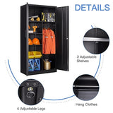 Yizosh Metal Armoire Wardrobe Closet Cabinet for Hanging Clothes with Lock Doors, -72" Steel Lockable Wardrobe Storage Locker Clothes Organizer for Yizosh