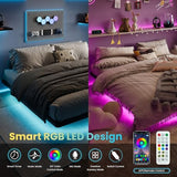 SHA CERLIN Floating Bed Frame King Size with Smart LED Lights and Charging Station, Heavy Duty Metal Platform Bed with Modern Design,No Box Spring Needed, Easy Assembly, Matte Black SHA CERLIN