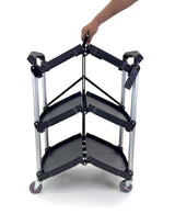 Portable Folding Service Cart | Heavy-Duty Utility Service Cart | 3 Tier 330LBS Capacity | Rolling Cart Utility Cart Foldable Cart | Black. Farag Janitorial