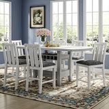 Peatuk Solid Wood Dining Table Set for 6, Modern Breakfast Dinette Expandable Drop Leaf Kitchen Table with Chairs for Dining Room, Kitchen, Grey Peatuk