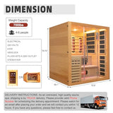 amocane Infrared & Steam Dual-System Sauna Room for 4-6 Person, Wood Hybrid Home Sauna with Heater, Indoor Traditional Saunas Spa with Heaters & Sauna Stove, Speaker, Oxygen Bar, Bucket amocane