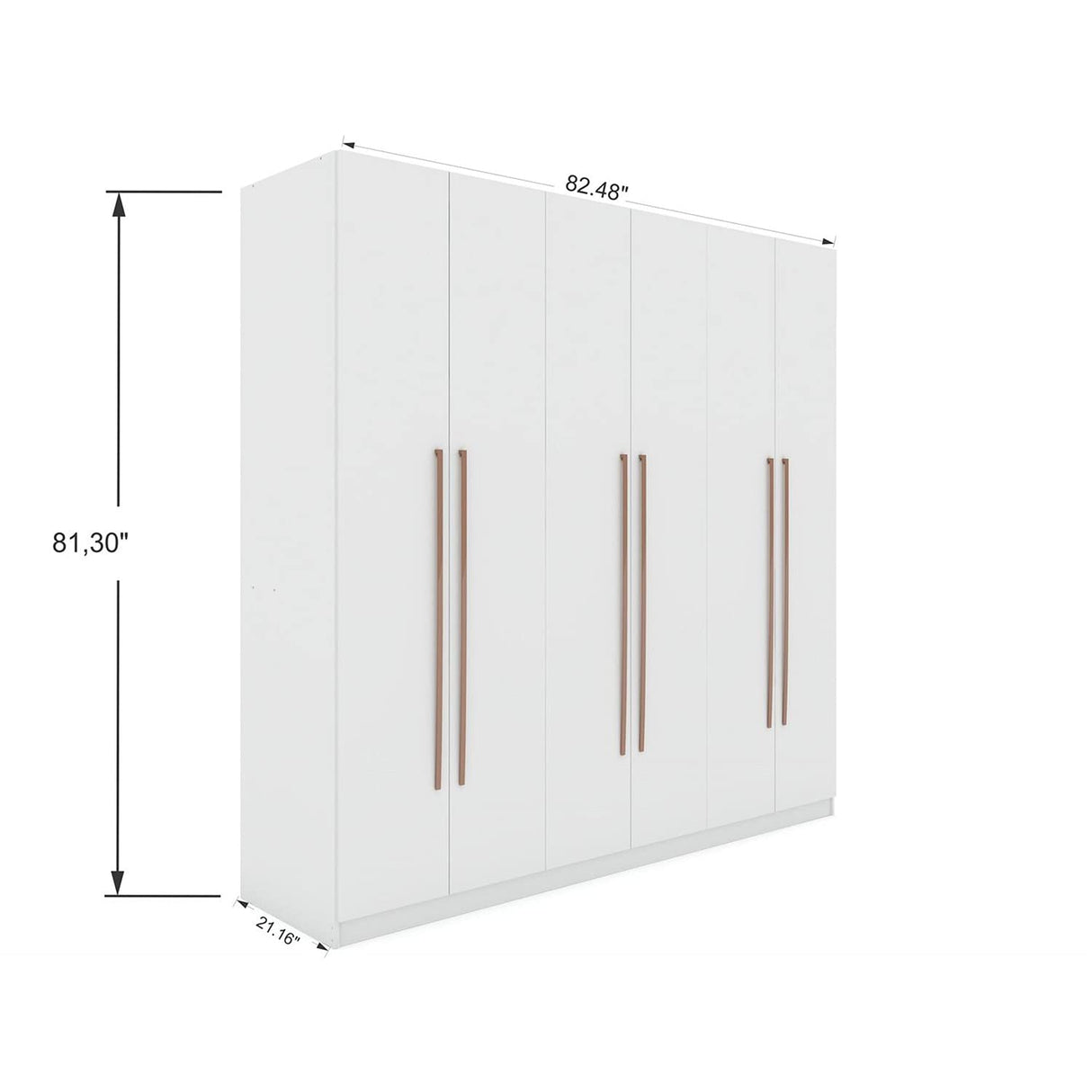 Manhattan Comfort Gramercy 3-Sectional Wood Wardrobe Armoire Closet in White Manhattan Comfort