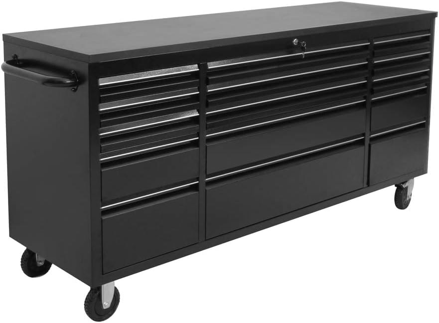 CT Copper Tailor 72-inch Rolling Tool Chest with Wheels and 15 Drawers, Mobile Garage Workbench, Assembled Large Tool Box Storage Cabinet for Workshop in Matte Black - WoodArtSupply