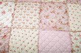 100% Cotton Quilt Blanket for Twin/Full Size Bed, Cute Bed Coverlet, Patchwork Reversible Bedspread Quilted Throw Blanket, Kid Girls Room Decor Pink Floral Comforbed