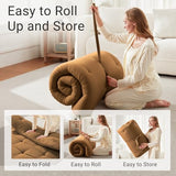 Mollydot Japanese Floor Futon Mattress Queen Size 60"x 80", Foldable Bed Mattress, Portable Tatami Mat Sleeping Pad, Folding Futon Cushion, Roll Up Floor Lounger for Guest Room Dormitory (Brown) Mollydot