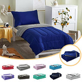 UOZZI BEDDING 4 Pieces Toddler Bedding Set Ultra Soft and Breathable Toddler Sheet Set - Includes Comforter, Flat Sheet, Fitted Sheet and Pillowcase - Royal Blue & Gray UOZZI BEDDING