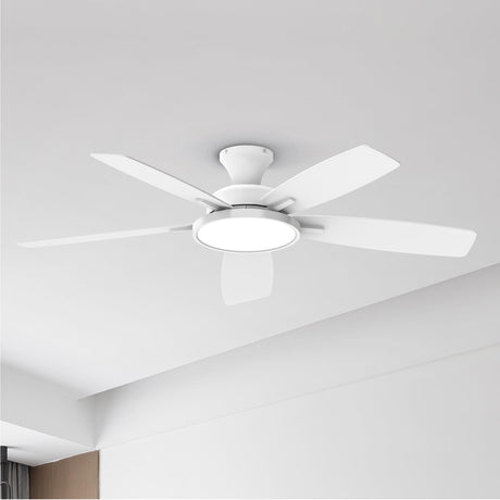TALOYA 52 inch Ceiling Fans with Lights,Remote Control Multifunctional Quiet Fan with Three Color Temperature and Dimmable Light with Reversible Blades White TALOYA