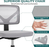 DUMOS Small Office Chairs with Wheels, Ergonomic Adjustable Home Desk Swivel Rolling Task Chair No Arms, Comfy Mesh Mid Back Computer Work Vanity Desk Chairs for Small Spaces, Dark Grey DUMOS