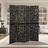 Roundhill Furniture Aurra 4-Panel Wood Room Divider, Folding Portable Partition Screen, Black Roundhill Furniture