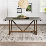 Walker Edison Modern Farmhouse Small Kitchen Furniture Dining Room Table Wood, 72 Inch, Grey and Brown Walker Edison