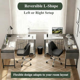 Sagenest L Shaped Desk, 50 Inch Reversible Computer Desk Corner Gaming Table with CPU Stand & Storage Bag, Sturdy Metal Frame PC Workstation for Home Office SageNest