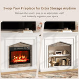 LGHM 80" Fireplace TV Stand for TVs Up to 90 Inch, Electric Fireplace with Mantel, Modern Entertainment Center with Storage, Realistic Stacked Stone Surround and 3D Flame Effect for Living Room LGHM