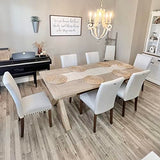 COLAMY Upholstered Parsons Dining Chairs Set of 2, Fabric Dining Room Kitchen Side Chair with Nailhead Trim and Wood Legs - Beige COLAMY