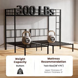 Mixcous Triple Bunk Bed Twin XL Over Twin & Twin - Convertible to 3 Beds, Heavy Duty Metal Frame with Adjustable Ladder, Noise-Free & Anti-Wobble Design, Space-Saving for Teens & Adults, Black Mixcous