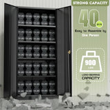 Patiomore Metal Garage Storage Cabinet, 72” Lockable File Cabinets with 2 Doors and 4 Adjustable Shelves, Steel Tool Cabinets with Lock for Office, Home, Gym, Black Patiomore