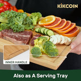 Bamboo Cutting Boards for Kitchen, Extra Large Wood Cutting Board with Deep Juice Groove and Handle Heavy Duty Chopping board, Kikcoin, 17.6" x 12" Kikcoin