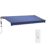 Outsunny 15' x 10' Electric Retractable Awning, Aluminum Frame Motorized Patio Awning with Remote Controller, UV30+ Protection Sun Shade Canopy for Door Window Garden Deck, Dark Blue Outsunny