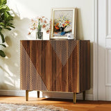 BREEZEHEAT Sideboard Buffet Cabinet with Storage, Fluted Accent Cabinet with 6 Doors, Mid Century Modern Console Table with Adjustable Shelves, Stylish Credenzas for Living Room or Entryway, Walnut BREEZEHEAT