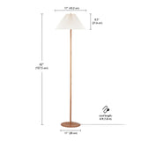 Globe Electric 61000053 62" Floor Lamp, Wood Toned, Pleated Fabric Shade, Flat Base, Pull Chain Switch on Socket, Reading Lamp, Home Office Accessories, Living Room Décor Globe Electric