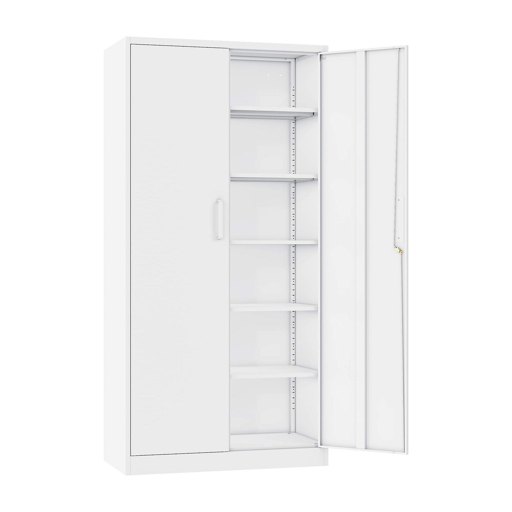 Metal Garage Storage Cabinet with 2 Doors and 4 Adjustable Shelves 72" Pantry Cabinet Utility Storage Cabinet Locking Steel Storage Cabinet Utility - WoodArtSupply