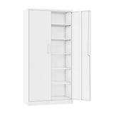 SISESOL Metal Garage Storage Cabinet with Doors and Shelves, 71" Multifunctional Garage Storage Closet Large Garage Locker with Adjustable Shelves & Locking Doors Steel Storage Tall Cabinet (White) SISESOL