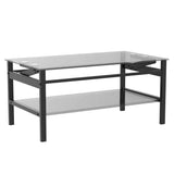 Meihua Lift Top Glass Coffee Table with Storage Compartment and Separated Open Shelves, Lift Tabletop for Living Room Home, Office, Black Meihua