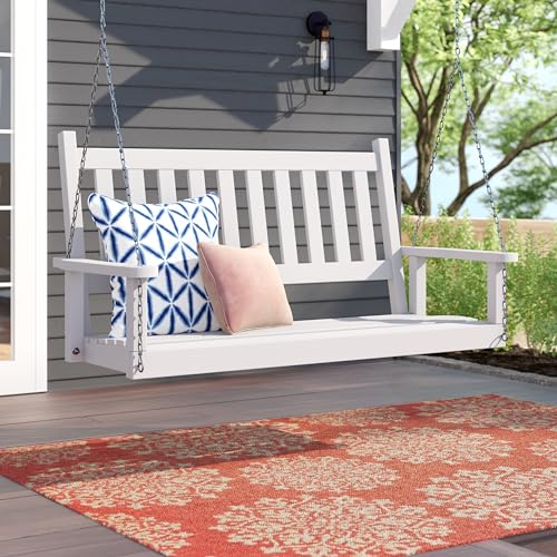 Shine Company Maine 54" Wood Porch Swing with Chains – White Shine Company