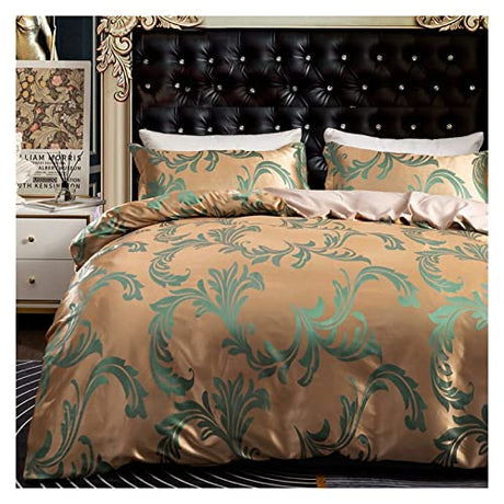 Duvet Cover Set Luxury Satin Bedding Set 2/3PCS Neoclassical Style Jacquard Duvet Cover Set 1 Quilt Cover + 1/2 Pillowcase Single Twin Full Queen King Size Duvet Cover Full ( Color : D , Size : US Twi HARUE