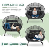 NICESOUL® Double Egg Chair Indoor Outdoor Stationary Oversized Thicken Padded Cushions,2 Person Egg Loveseat Chair,680 lbs Extra Large Lounge Chair for Patio Balcony Porch Backyard Gray NICESOUL