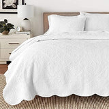 Cozy Line Home Fashions 100% Cotton Victorian Medallion Solid White Matelasse Embossed Bedding Quilt Set, Reversible Lightweight Bedspread, Coverlet for All Season (Blantyre - White, Queen - 3 piece) Cozy Line Home Fashions