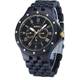 BEWELL Wood Watches for Men, Vintage Mens Wrist Watches with Calendar Luminous Hands Wooden Strap (Black Sandalwood) BEWELL