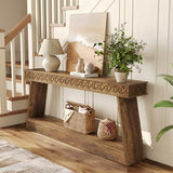 LITTLE TREE 70.87" Long Farmhouse Console Table, 2-Tier Shelf Narrow Accent Entryway Sofa Table for Living Room, Behind Couch, Hallway - Brown LITTLE TREE