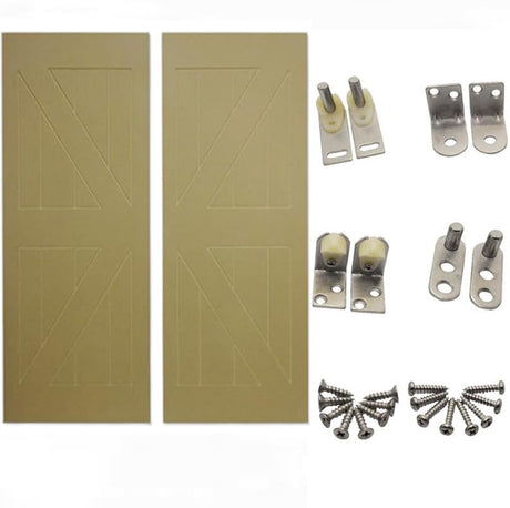 Swinging Cafe Doors Unprimed Barn Doors, 3/4" Thick Saloon Door Swing, British Brace, Satin Chrome Finish, Unfinished Solid Door with Strong Door Joints, Pre-Sanded Wood Door, (36"x42") Swinging Cafe Doors