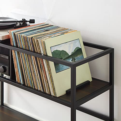 Crosley Furniture Provo Console Record Player Stand with Storage for Vinyl Records, Matte Black/Brown Crosley Furniture
