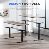 ZTTEN Dual Motor Electric Standing Desk Frame - 300 lbs Heavy Duty, 3 Memory Height Presets - Sit Stand Desk Frame, Computer Height Adjustable Desk Legs & Base for 43.3"–63" Desktop, Black Frame Only ZTTEN