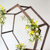 Tableclothsfactory 7FT Rustic Elegant Hexagonal Wooden Backdrop Stand | Heavy Duty Dark Brown Double Sided Wedding Arch Stand Tableclothsfactory