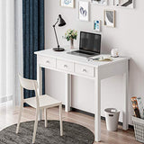 ADORNEVE Writing Desk with USB Port, Home Office Desk with Drawers and Hutch, 36.2" Study Table Computer Desk for Student/Adults, Computer Work Station with Storage Shelf, 7 Drawers, White ADORNEVE