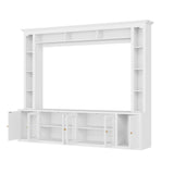 Ball & Cast 92"W Modern Entertainment Center Wall Unit with Bookshelves for TVs Up to 80",All-in-1 Large TV Stand W/Tempered Glass Door,4-Piece Media Console W/Adjustable Shelves,for Living Room,White Ball & Cast