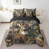 Erosebridal Deer Camo Queen Comforter Set with Sheets Rustic Hunting Bedding Set 7-Piece for Men Boys Kids Adults Camouflage Army Deer Bed in A Bag Vintage Hunting Animals Quilt Duvet Insert Erosebridal