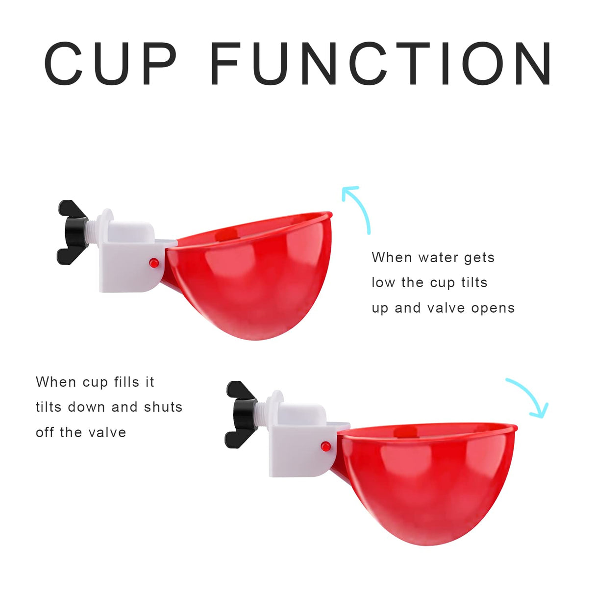 Darcvds Professional Chicken Waterer Cups, 8 Packs Large Chicken Water Feeder, Tee Fittings Poultry Waterer Suitable for Duck, Chicks, Goose, Turkey, Bunny and Bird with Mounting Hole Opener Darcvds